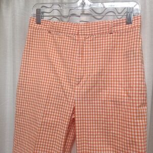 Ralph Lauren Golf Women's‎ Size 6 Orange White Gingham Plaid Straight Leg Pants